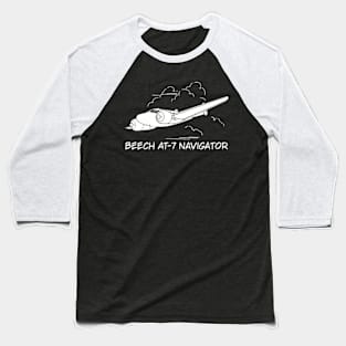 Beech AT-7 Navigator American WW2 Plane Flying Clouds Silhouette Baseball T-Shirt